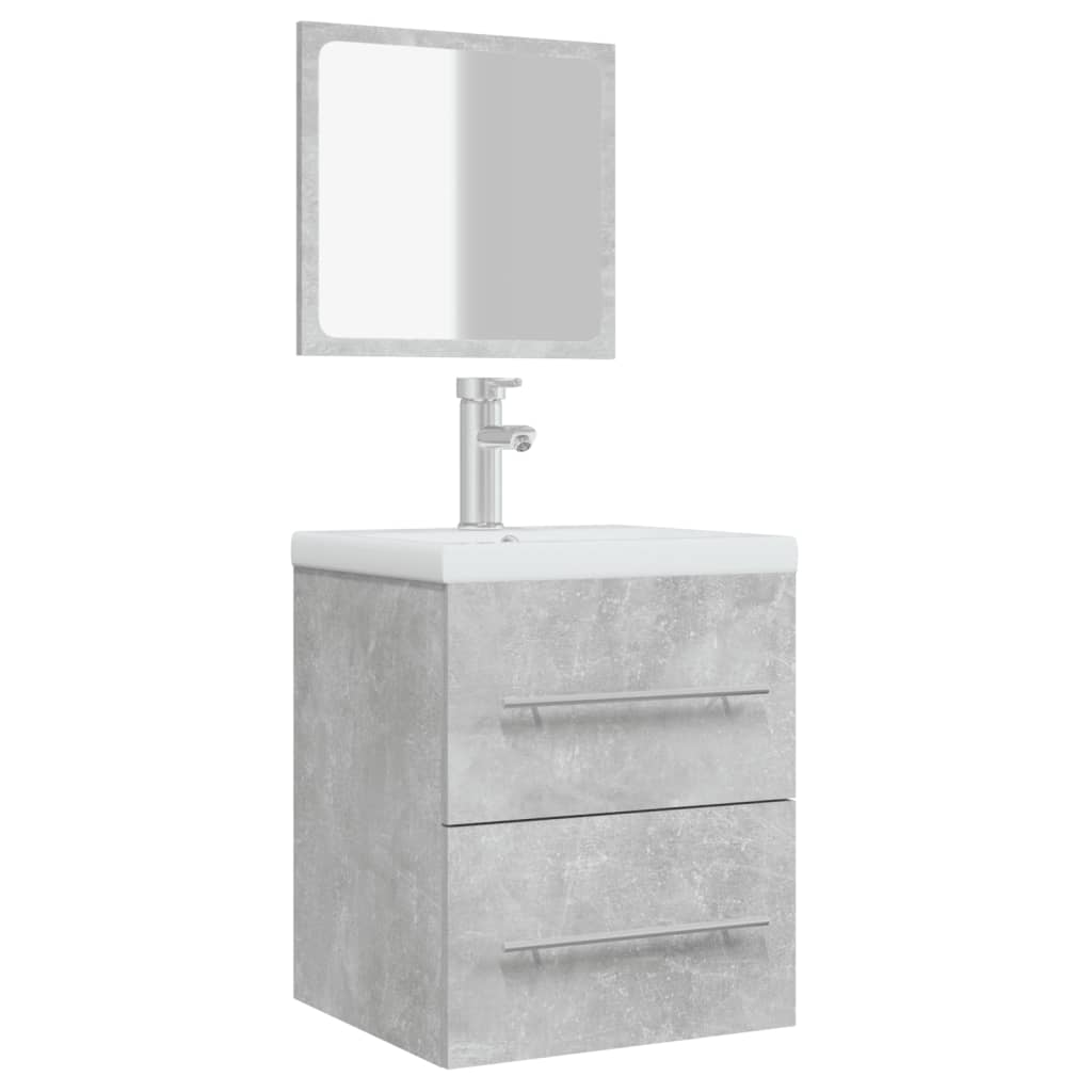 vidaXL betonszürke tükrös fürdőszobaszekrény 41 x 38,5 x 48 cm