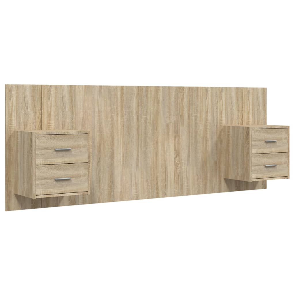 vidaXL sonoma tölgyszínű szerelt fa ágyfejtámla szekrényekkel