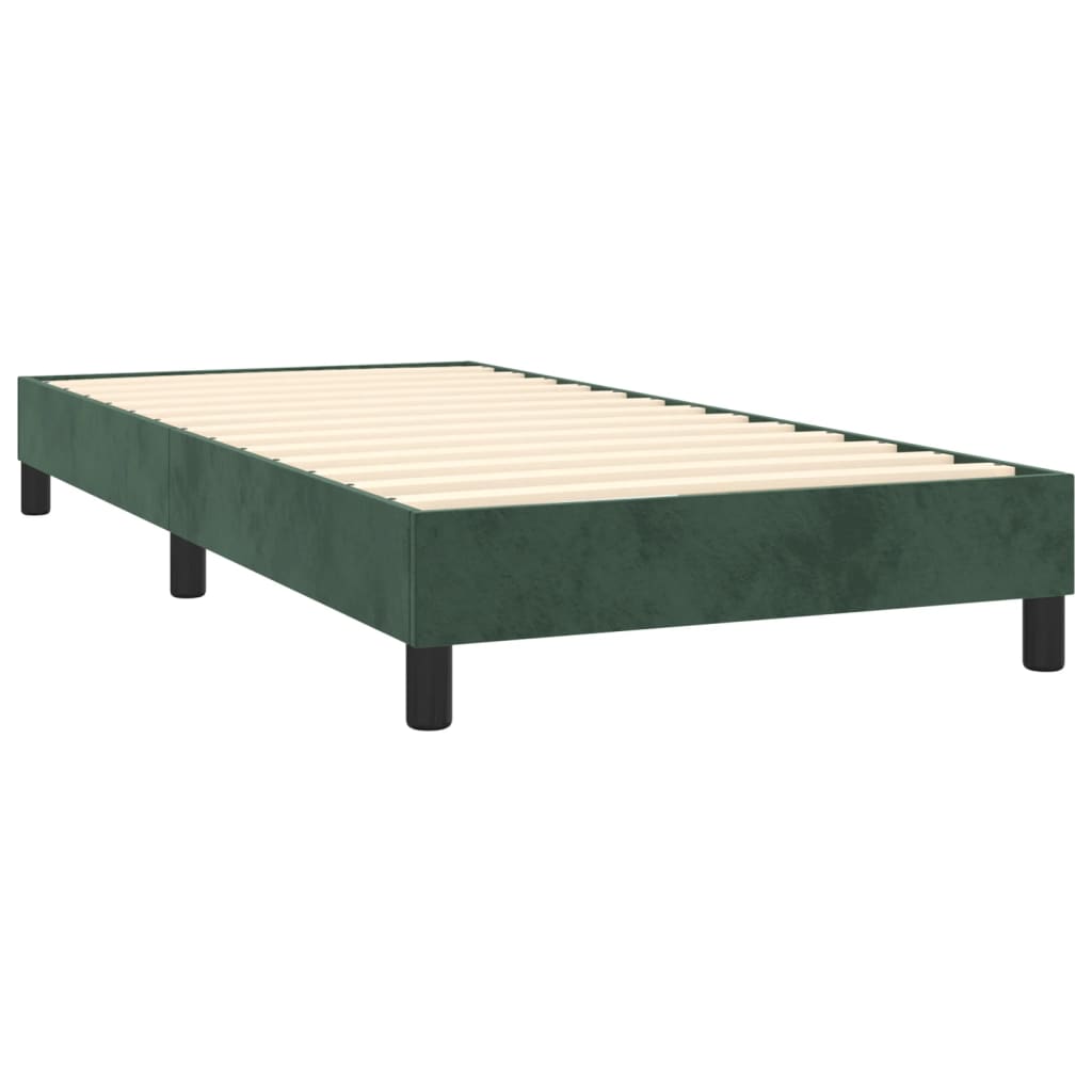 vidaXL sötétzöld bársony rugós ágy matraccal 100 x 200 cm