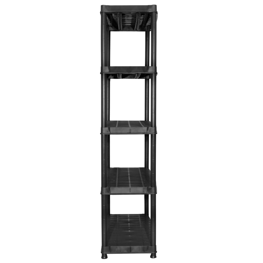 vidaXL fekete műanyag 5 szintes tárolópolc 183 x 45,7 x 185 cm