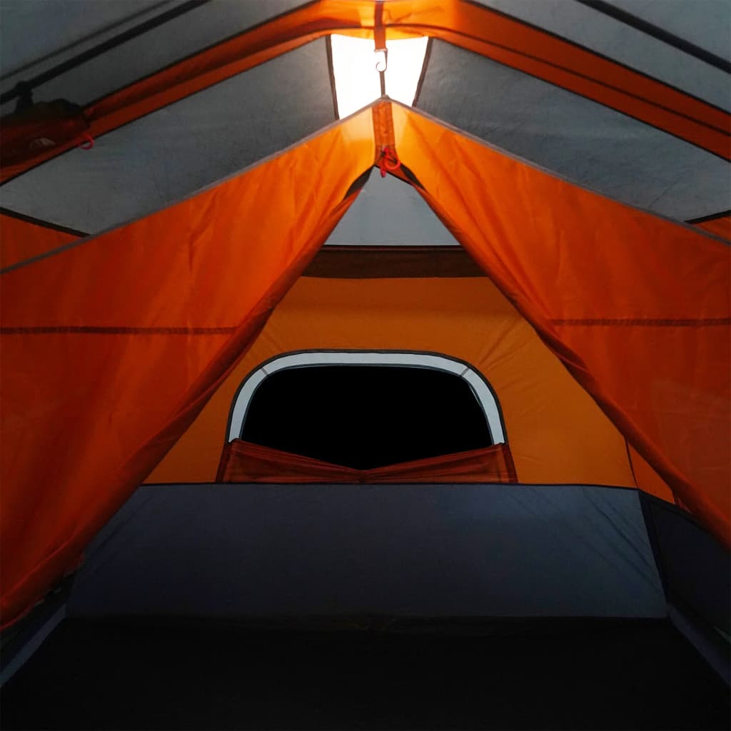 vidaXL 9 személyes szürke-narancs gyorskioldó LED-es családi sátor