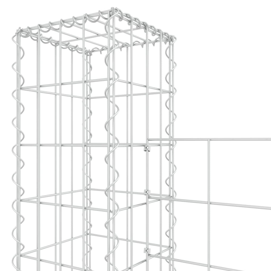vidaXL U-alakú vas gabionkosár 4 oszloppal 380 x 20 x 200 cm