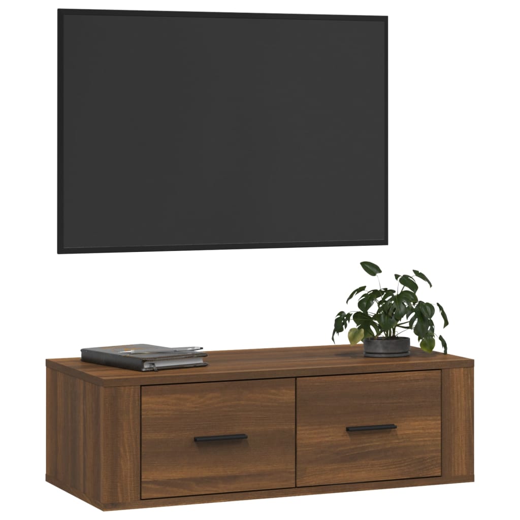 vidaXL barna tölgyszínű szerelt fa függő TV-szekrény 80 x 36 x 25 cm