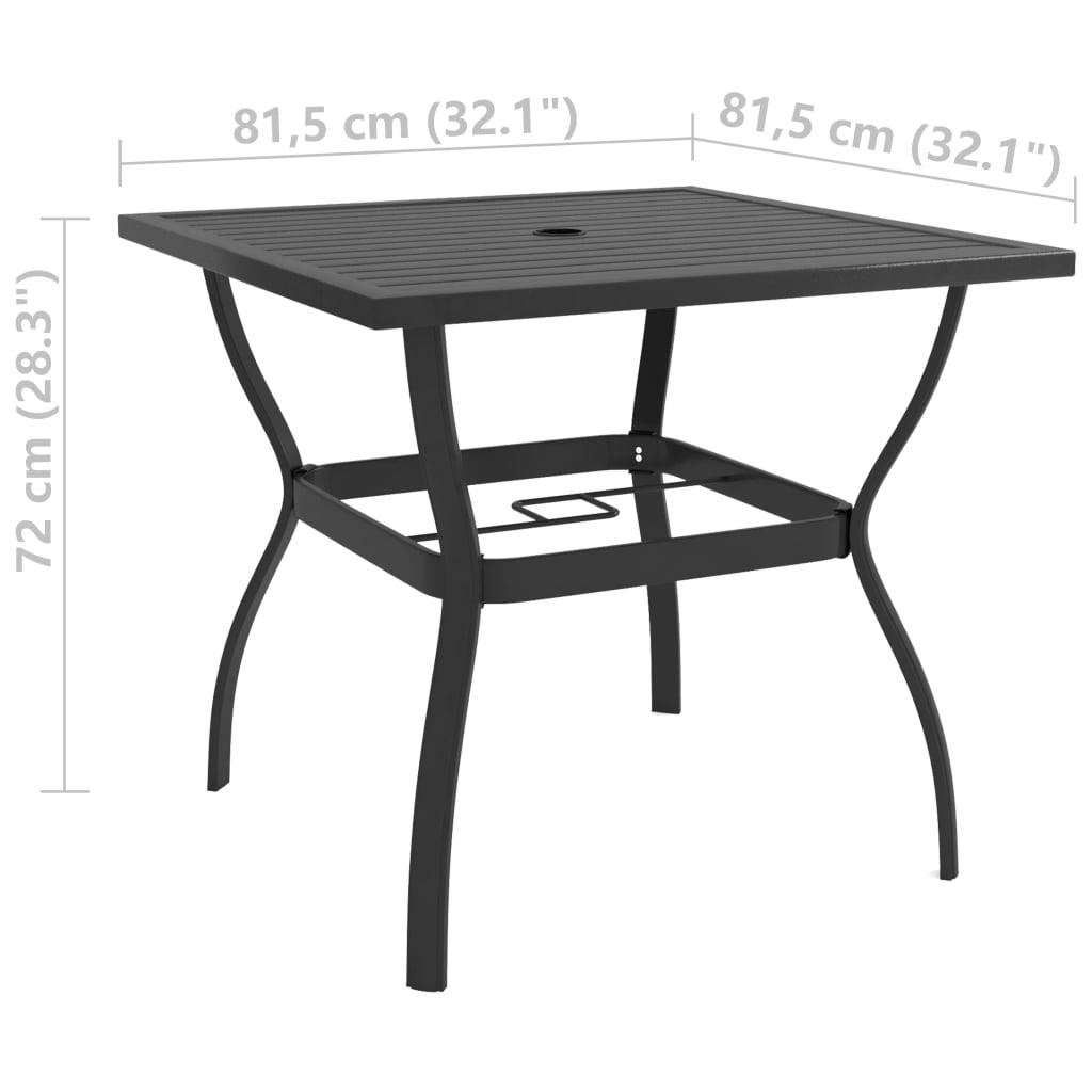 vidaXL antracitszürke acél kerti asztal 81,5 x 81,5 x 72 cm
