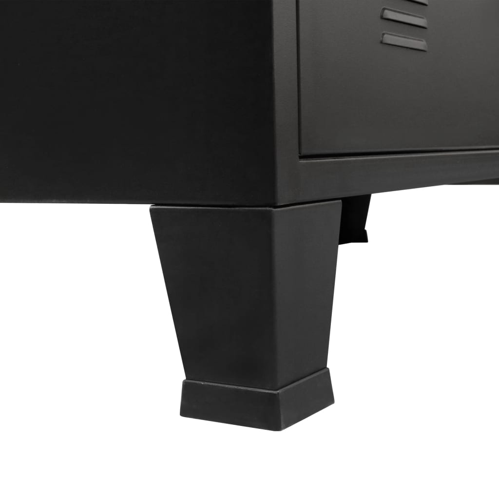 vidaXL ipari stílusú fekete fém TV-szekrény 120 x 35 x 48 cm