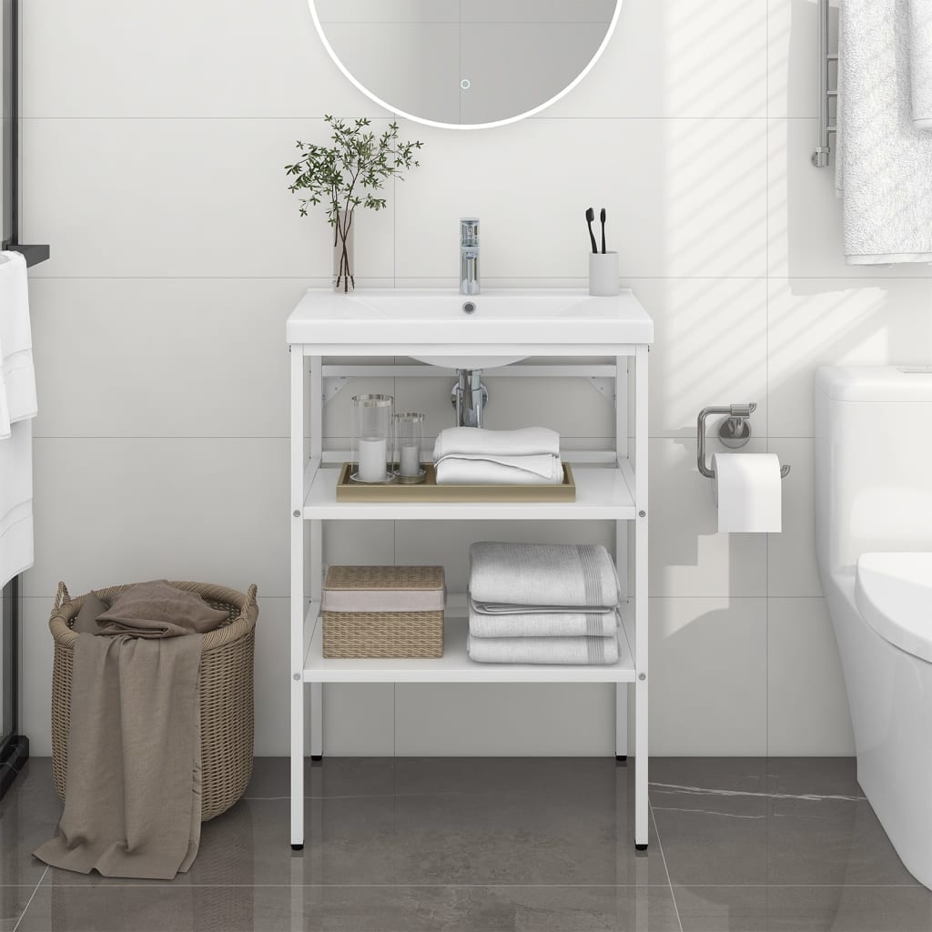 vidaXL fehér vas fürdőszobai mosdókagylókeret 59 x 38 x 83 cm