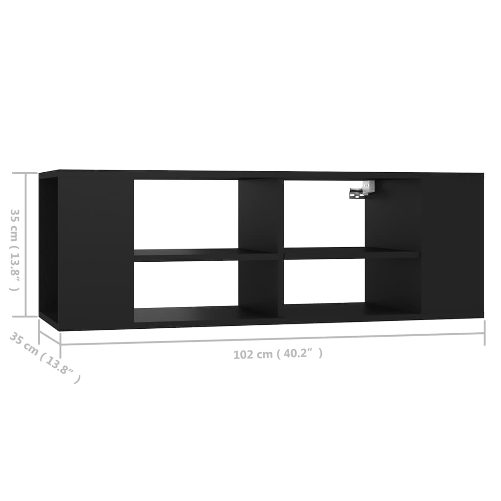 vidaXL fekete falra szerelhető forgácslap TV-szekrény 102 x 35 x 35 cm