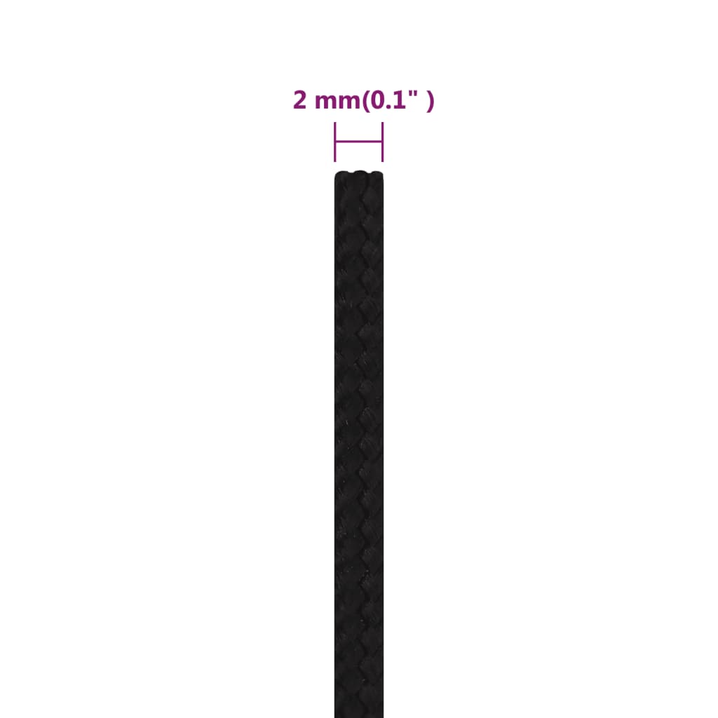 vidaXL fekete poliészter munkakötél 2 mm 25 m