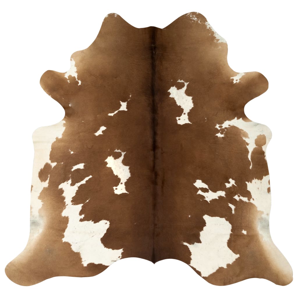 vidaXL barna és fehér valódi marhabőr szőnyeg 150 x 170 cm