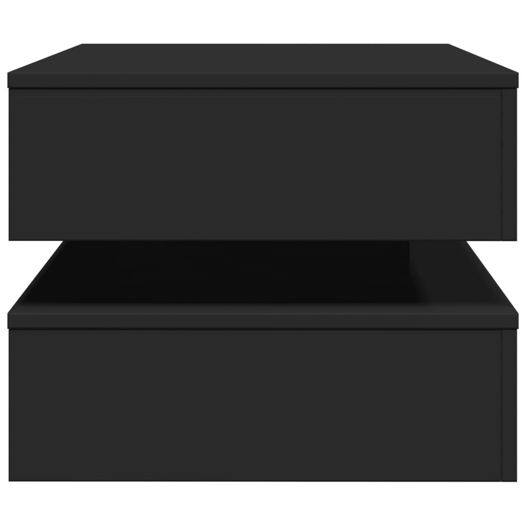 vidaXL fekete dohányzóasztal LED-lámpákkal 90x50x40 cm