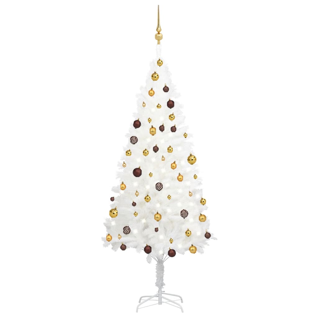 vidaXL fehér megvilágított műkarácsonyfa gömb szettel 180 cm