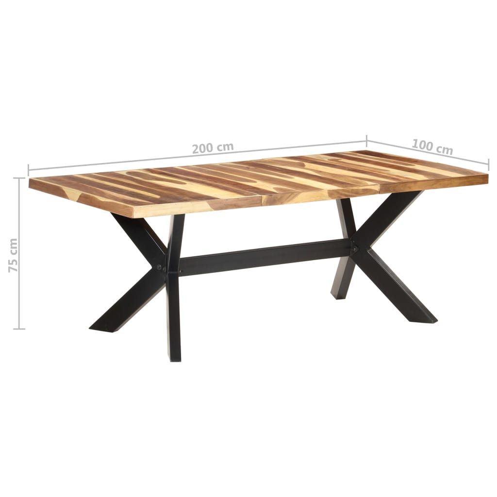 vidaXL tömör fa étkezőasztal mézszínű felülettel 200 x 100 x 75 cm