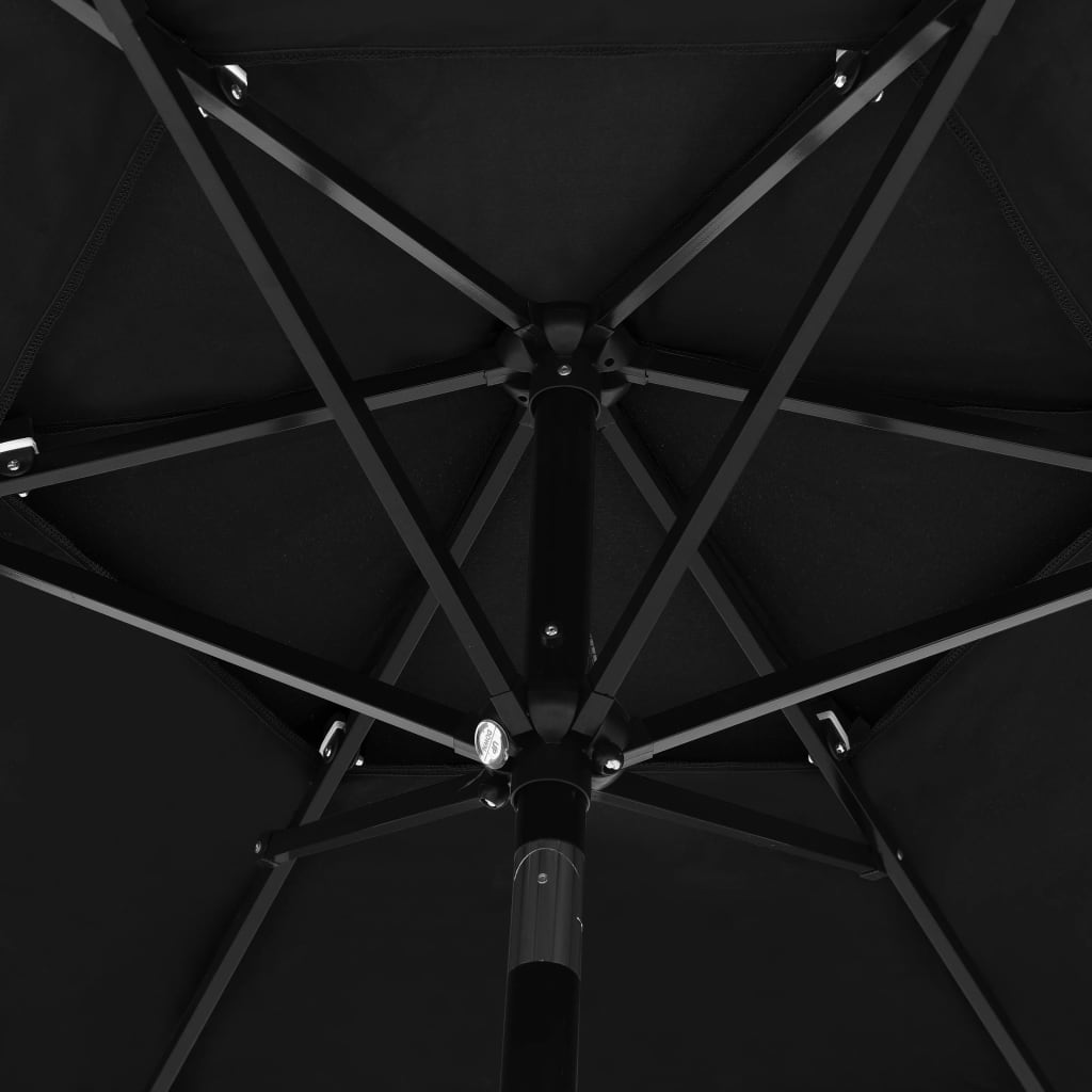 vidaXL 3 szintes fekete napernyő alumíniumrúddal 2,5 m