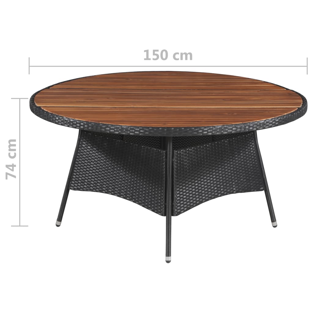 vidaXL polyrattan és tömör akácfa kerti asztal 150 x 74 cm