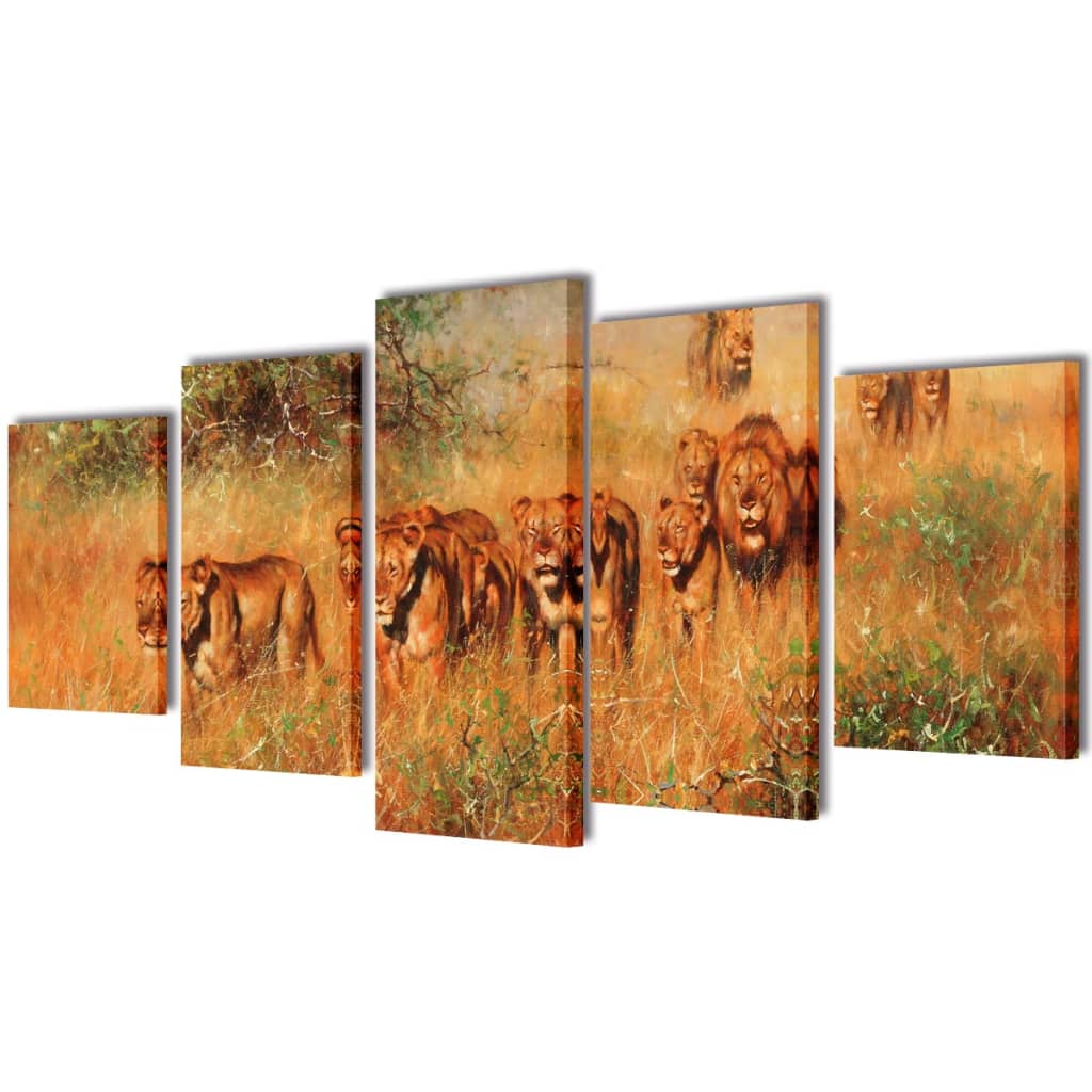 Nyomtatott vászon falikép szett oroszlánok 200 x 100 cm