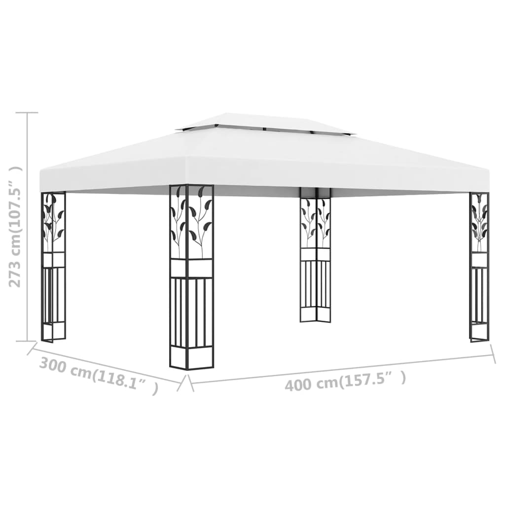 vidaXL fehér dupla tetős pavilon 3 x 4 m