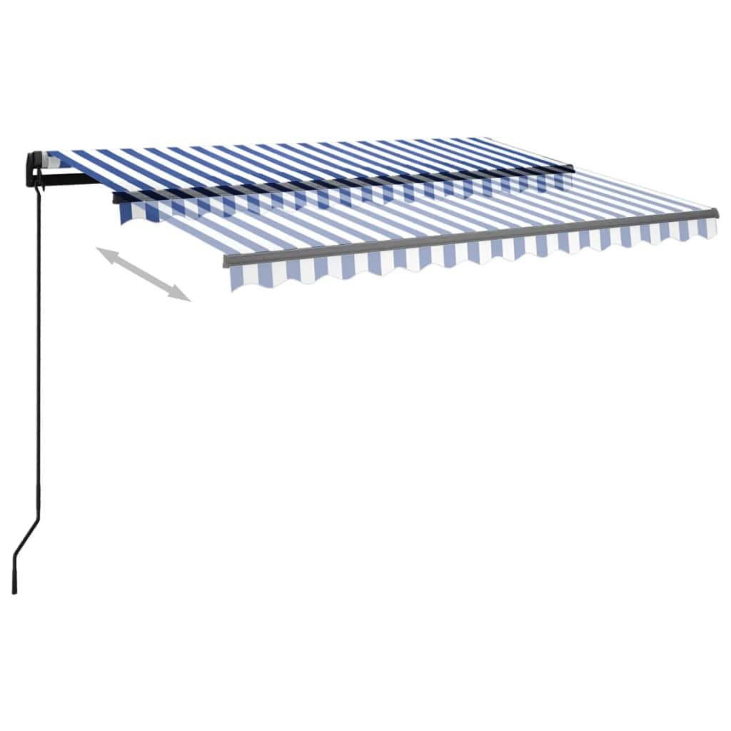 vidaXL kék/fehér automata szélérzékelős és LED-es napellenző 3,5x2,5 m