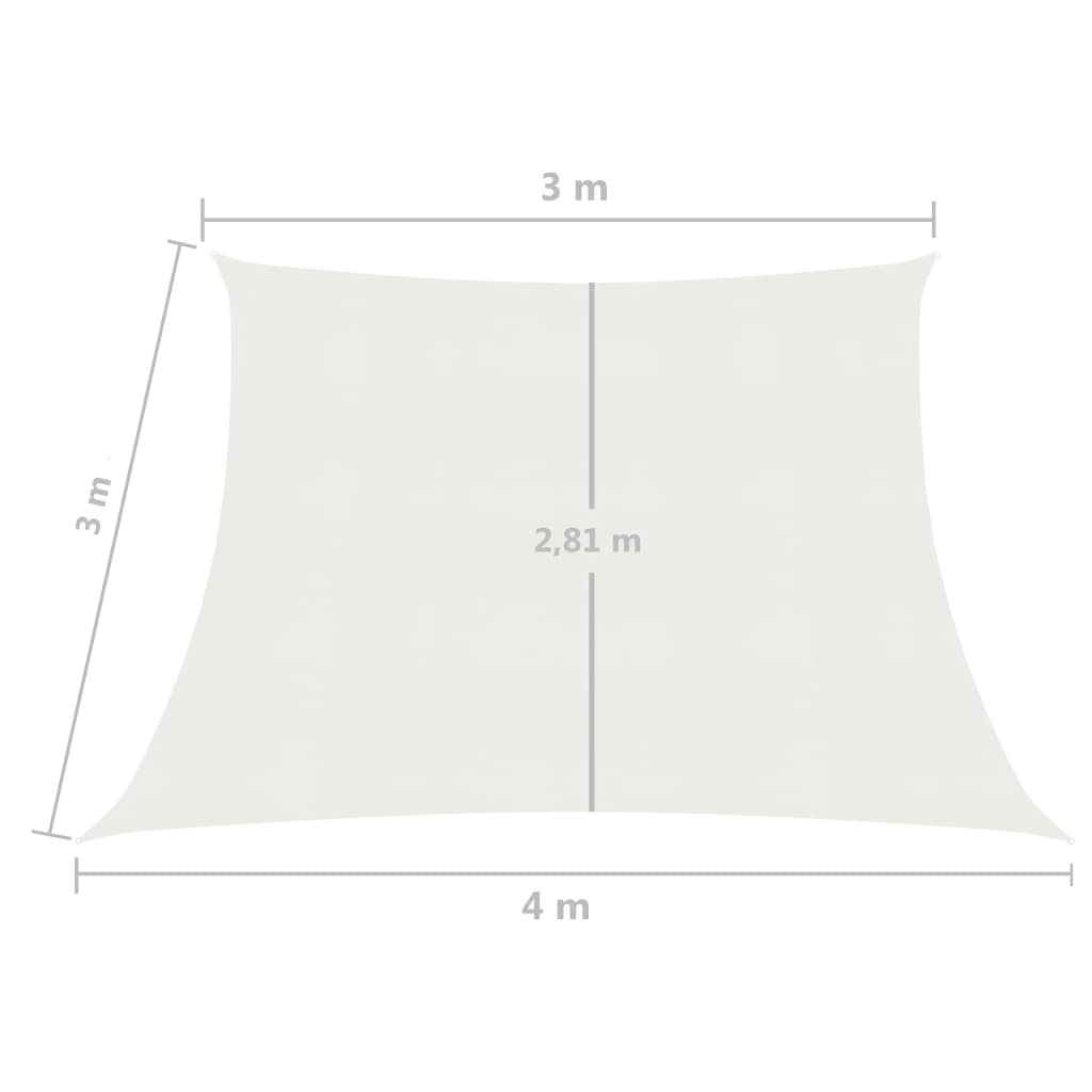 vidaXL fehér HDPE napvitorla 160 g/m² 3/4 x 3 m