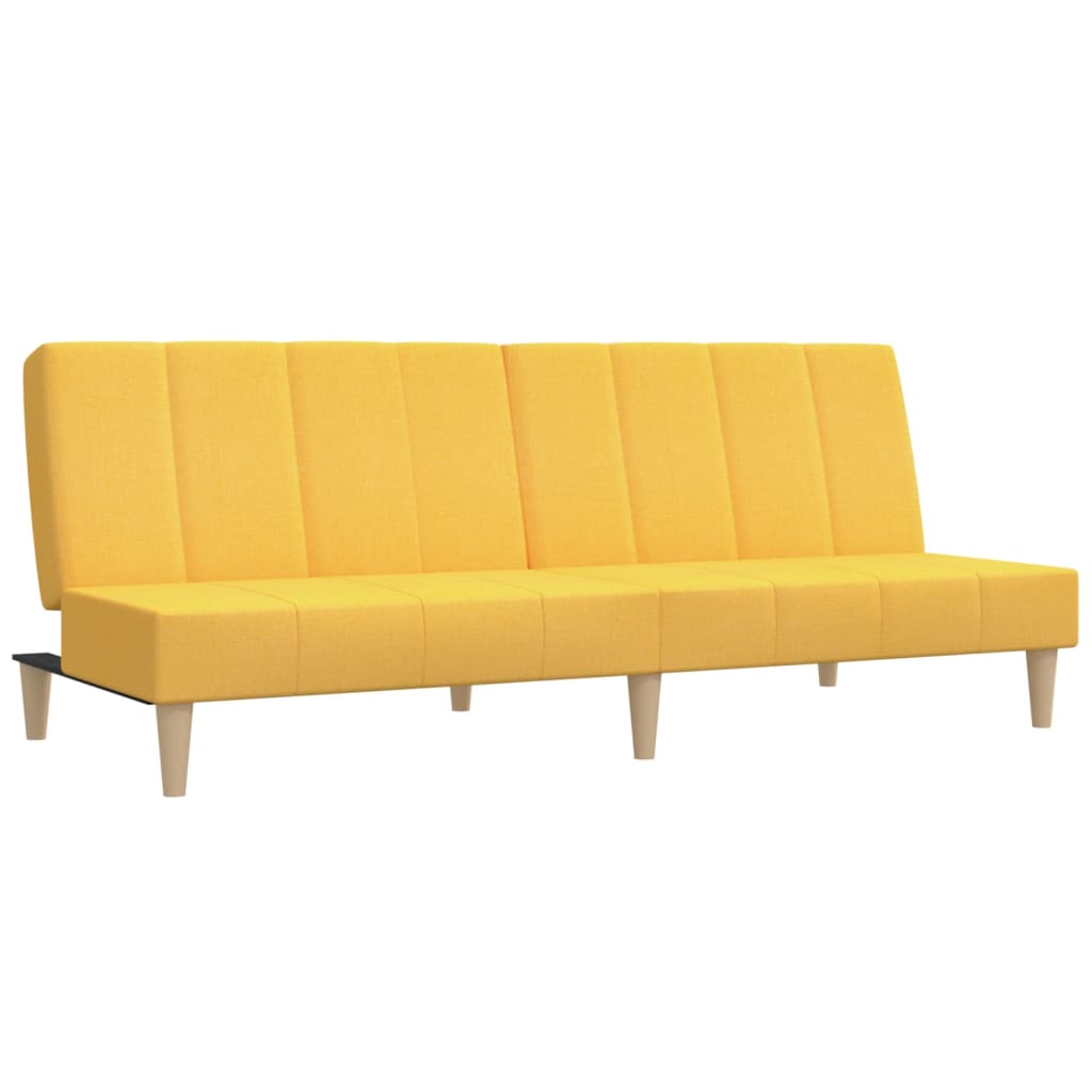 vidaXL kétszemélyes sárga szövet kanapéágy zsámollyal