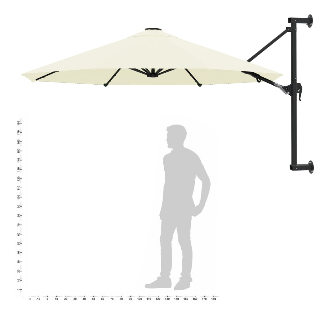 vidaXL homokszínű falra szerelhető napernyő fémrúddal 300 cm