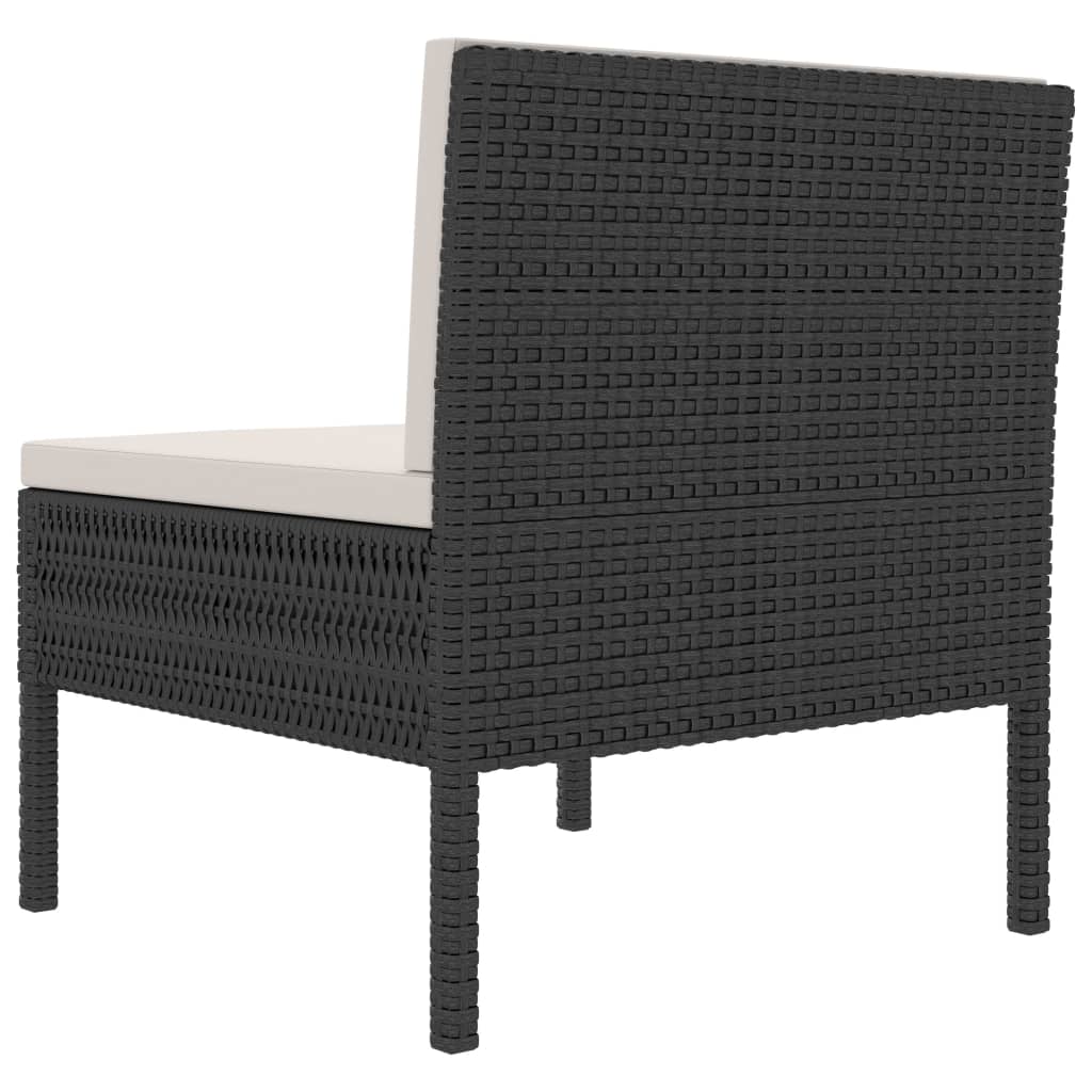 vidaXL 3 db fekete polyrattan kerti szék párnákkal