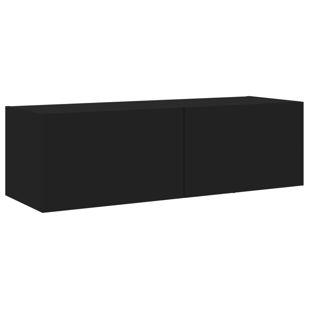 vidaXL 4 darab fekete falra szerelhető TV-szekrény LED-del