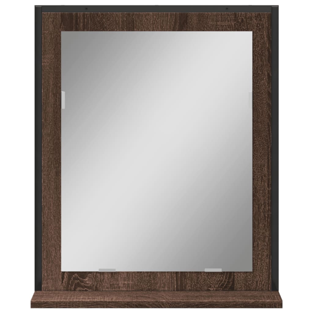 vidaXL barna tölgy szerelt fa fürdőszobai tükör polccal 50x12x60 cm