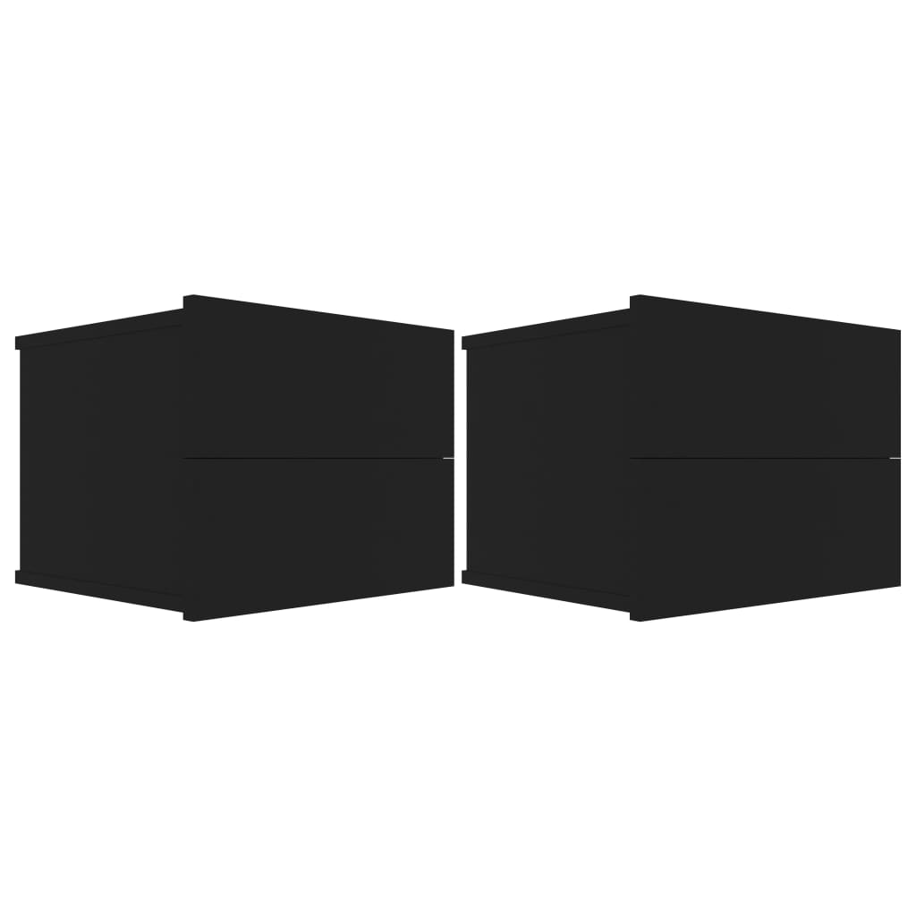 vidaXL 2 db fekete forgácslap éjjeliszekrény 40 x 30 x 30 cm