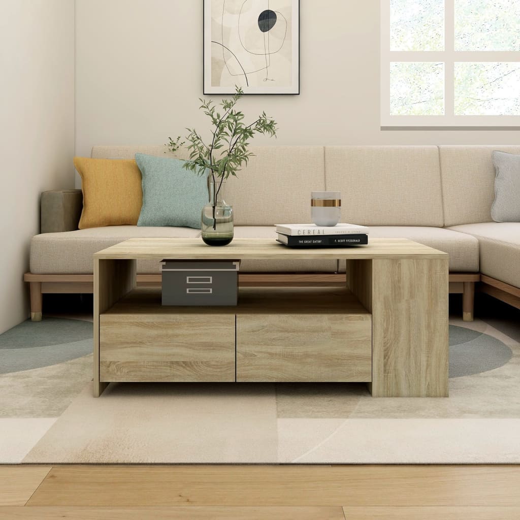 vidaXL sonoma-tölgyszínű szerelt fa dohányzóasztal 102 x 55 x 42 cm