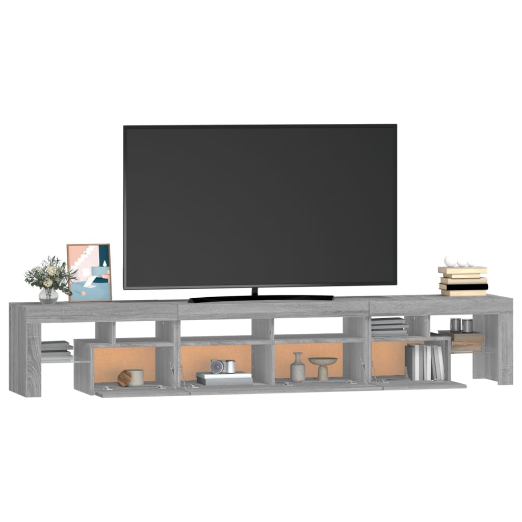 vidaXL szürke sonoma színű TV-szekrény LED-lámpákkal 230x36,5x40 cm