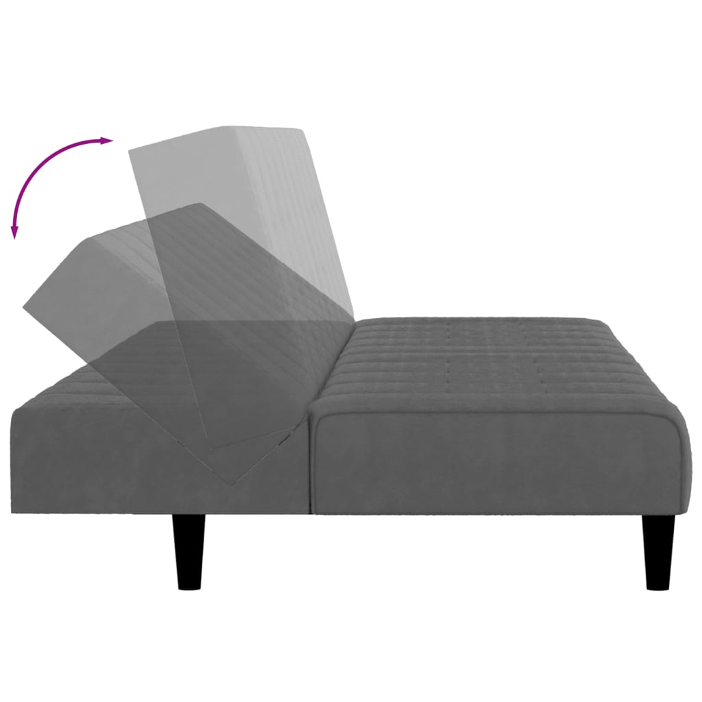 vidaXL kétszemélyes sötétszürke bársony kanapéágy