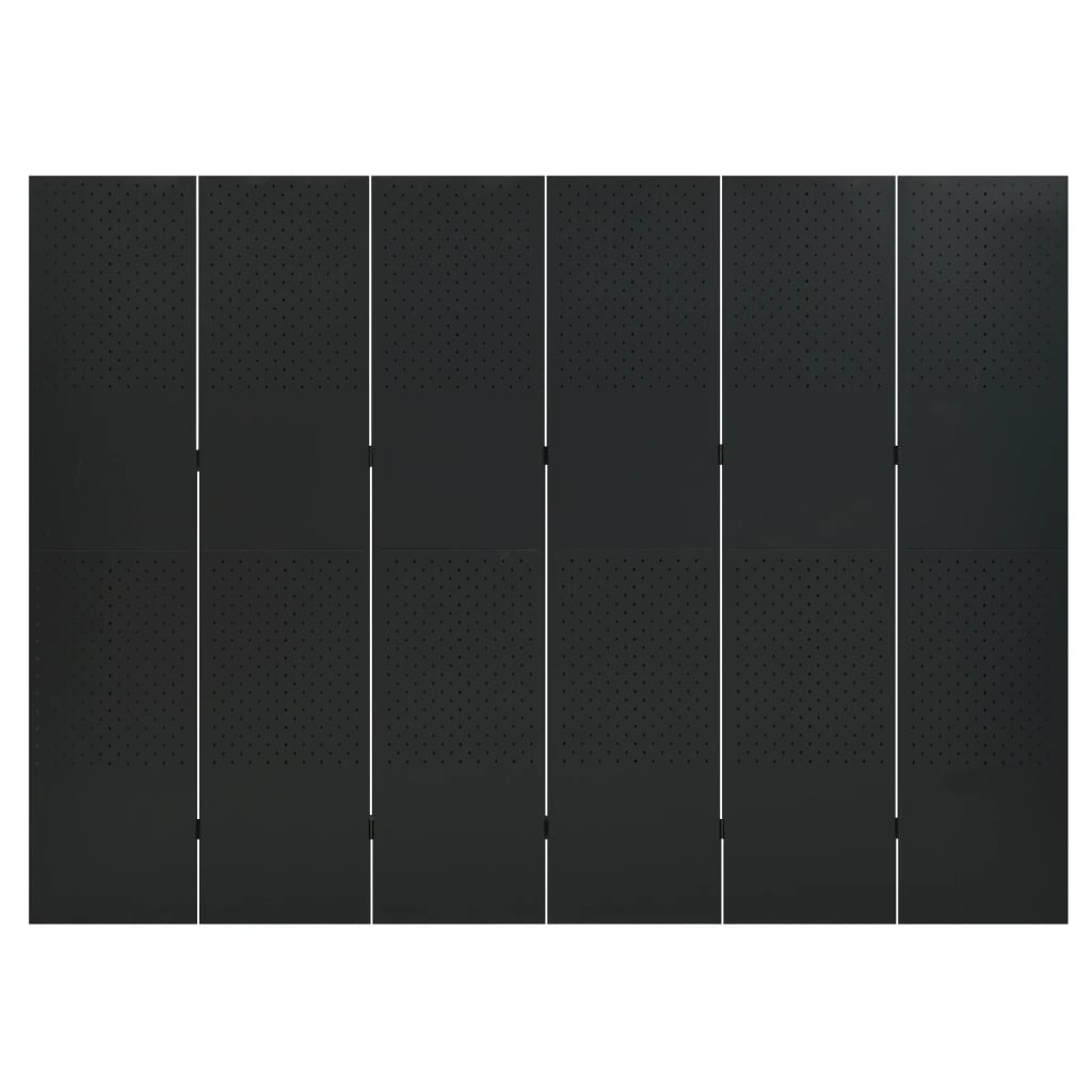 vidaXL fekete acél 6-paneles paraván 240 x 180 cm
