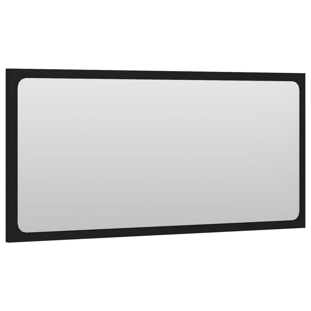 vidaXL fekete forgácslap fürdőszobai tükör 80 x 1,5 x 37 cm