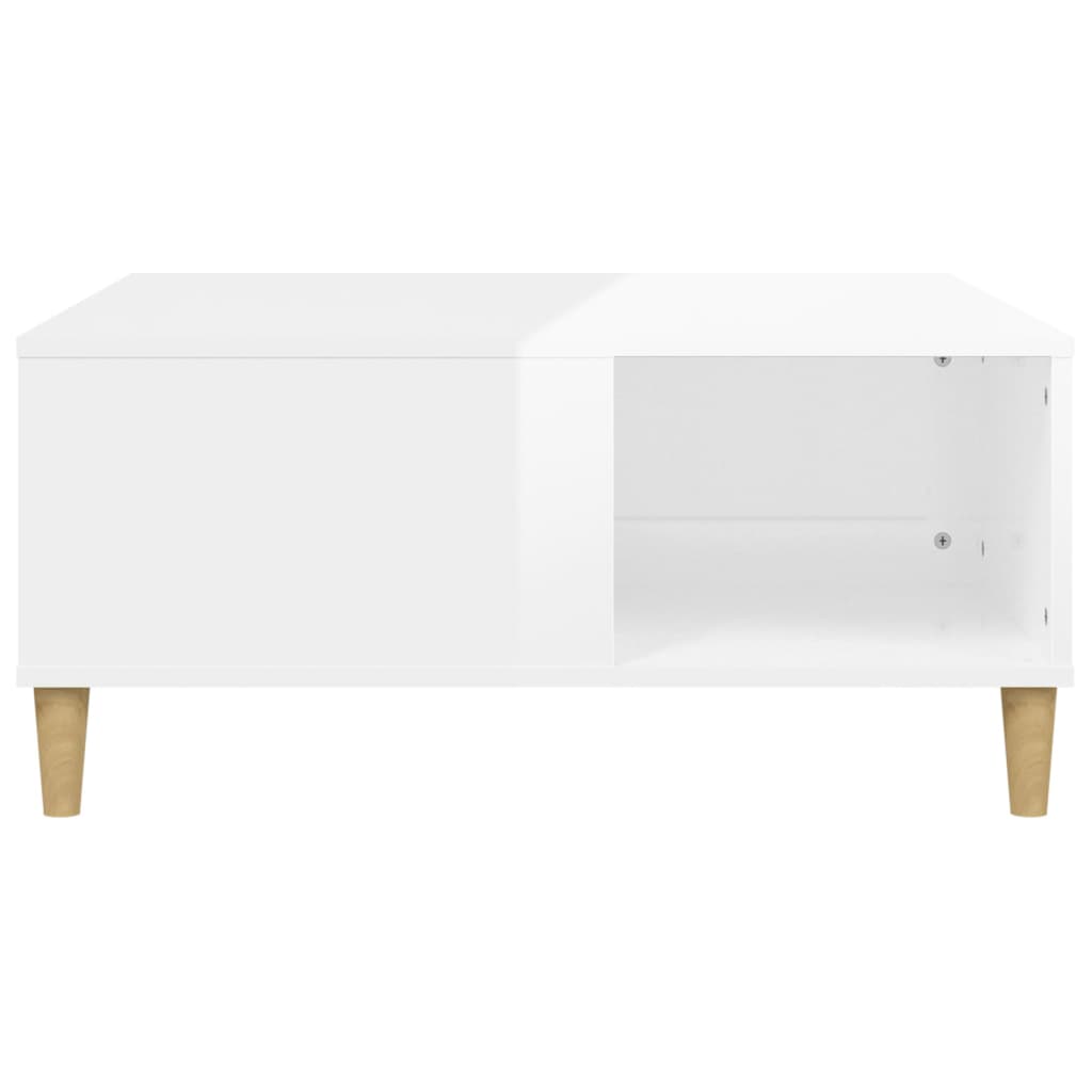 vidaXL magasfényű fehér szerelt fa dohányzóasztal 80x80x36,5 cm