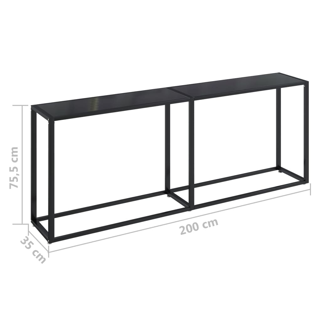vidaXL fekete edzett üveg tálalóasztal 200 x 35 x 75,5 cm