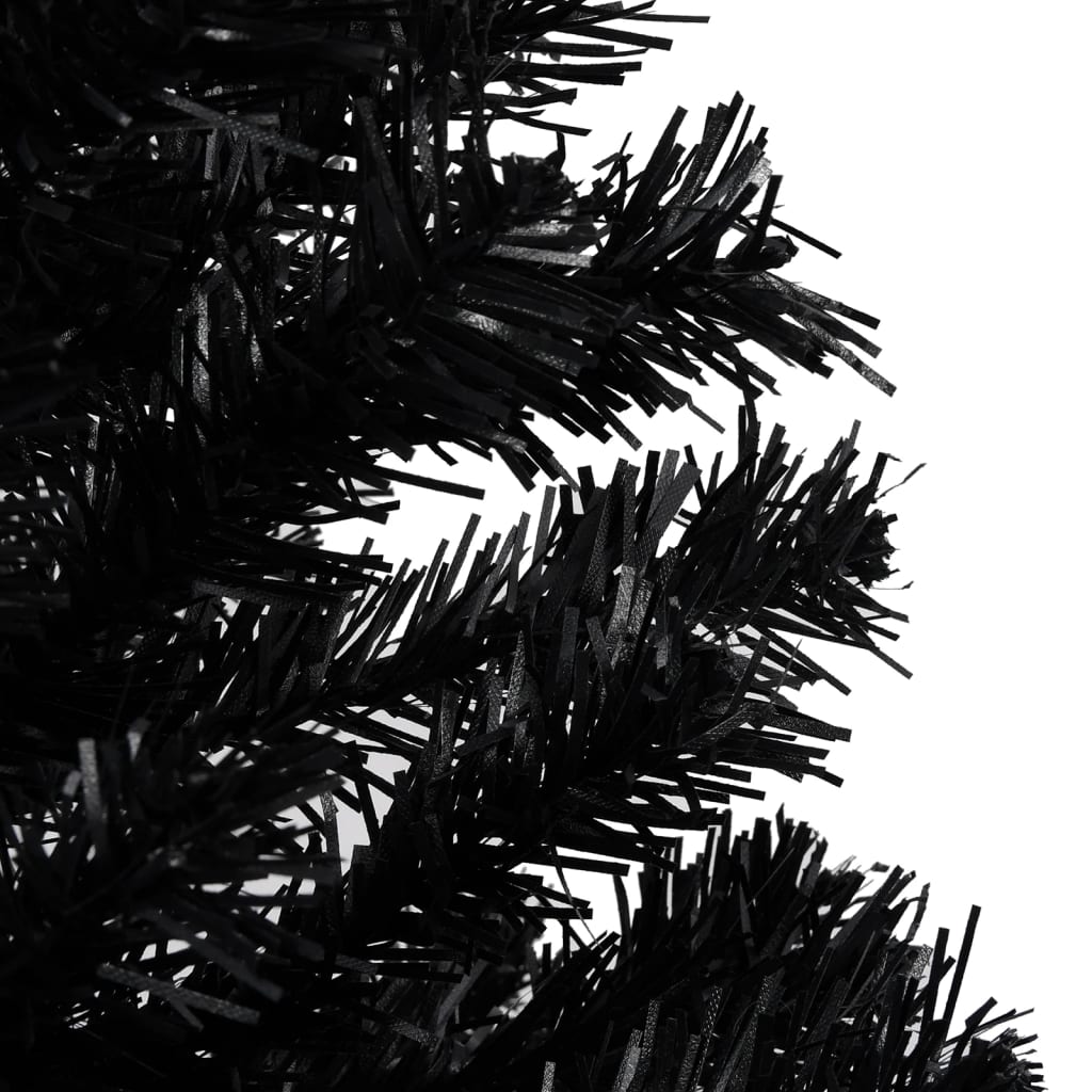 vidaXL fekete PVC megvilágított műkarácsonyfa gömb szettel 180 cm