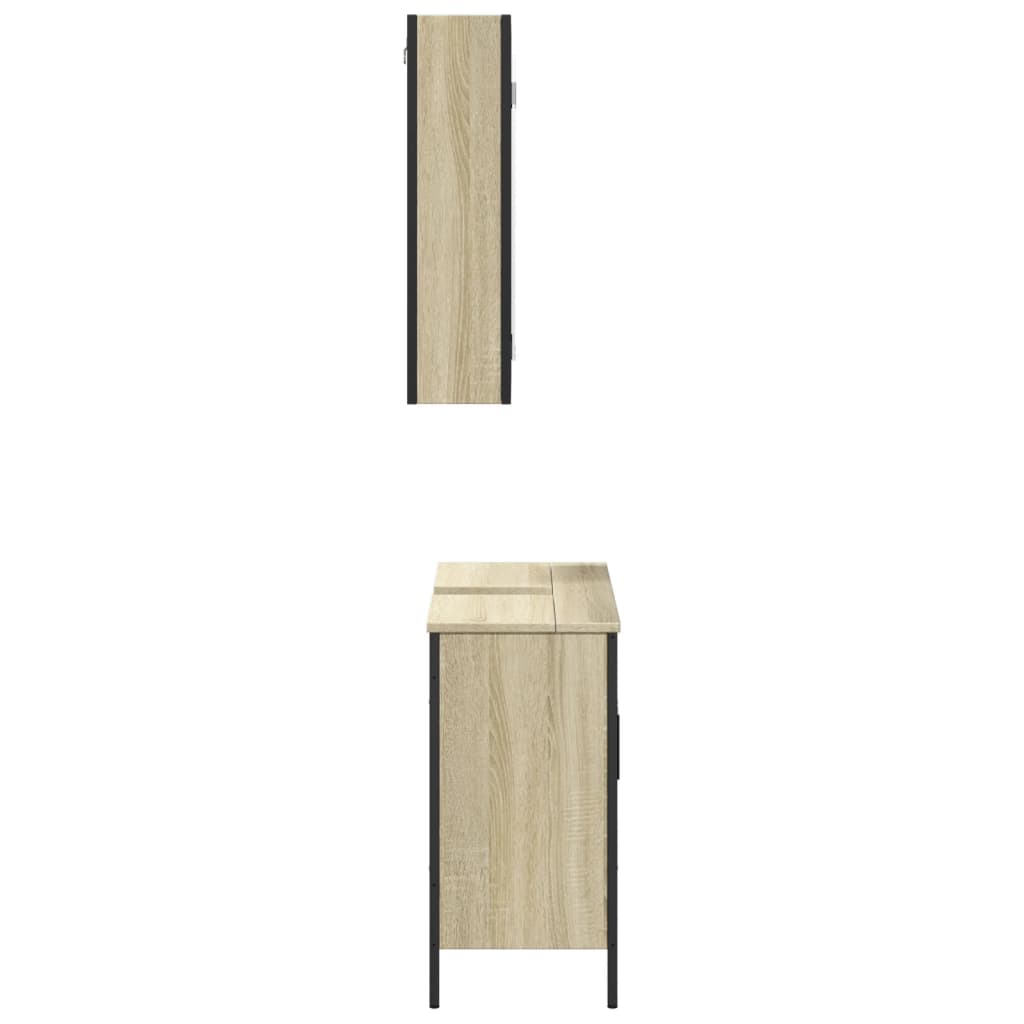 vidaXL 2 részes sonoma tölgyszínű szerelt fa fürdőszobai bútorszett