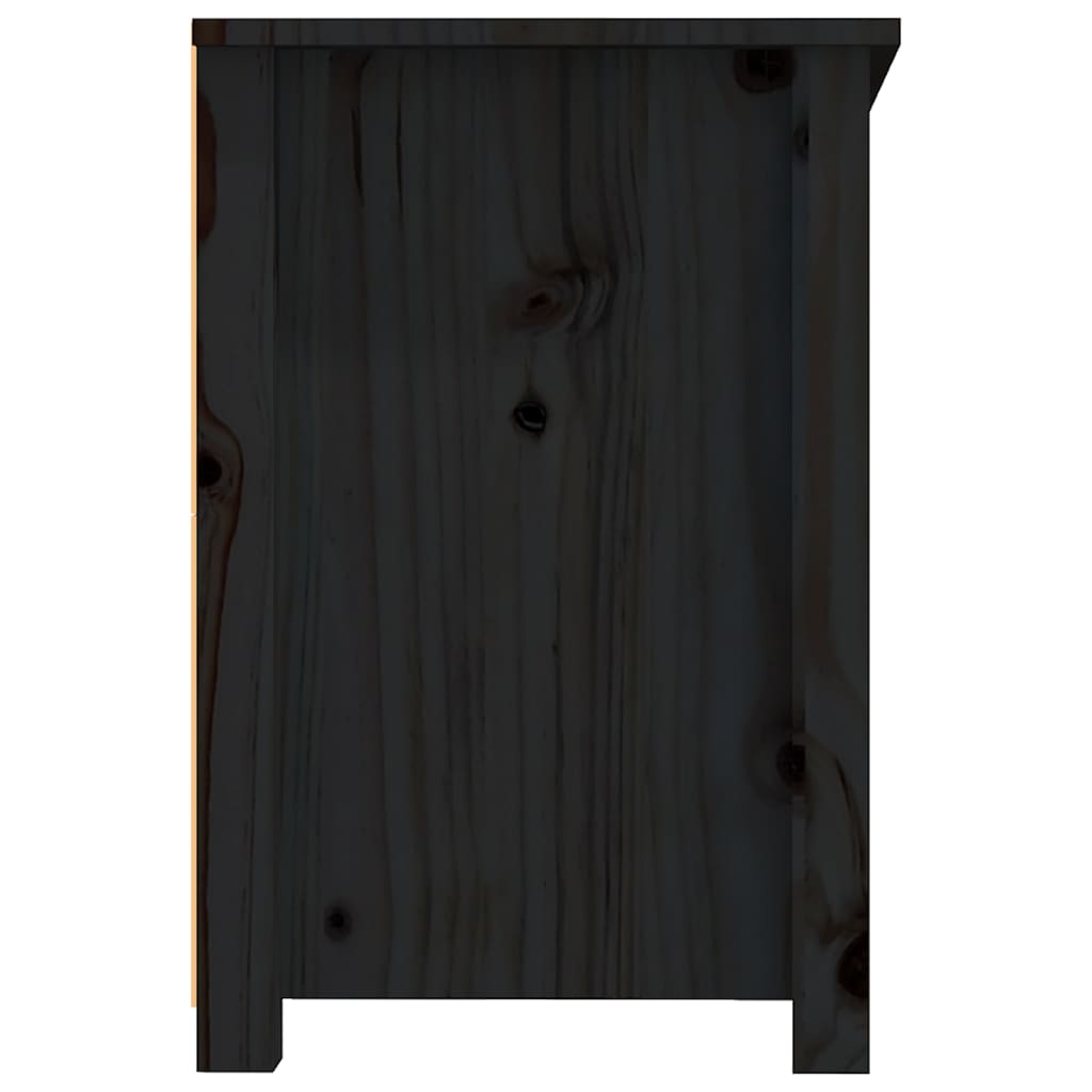 vidaXL fekete tömör fenyőfa TV-szekrény 114 x 35 x 52 cm