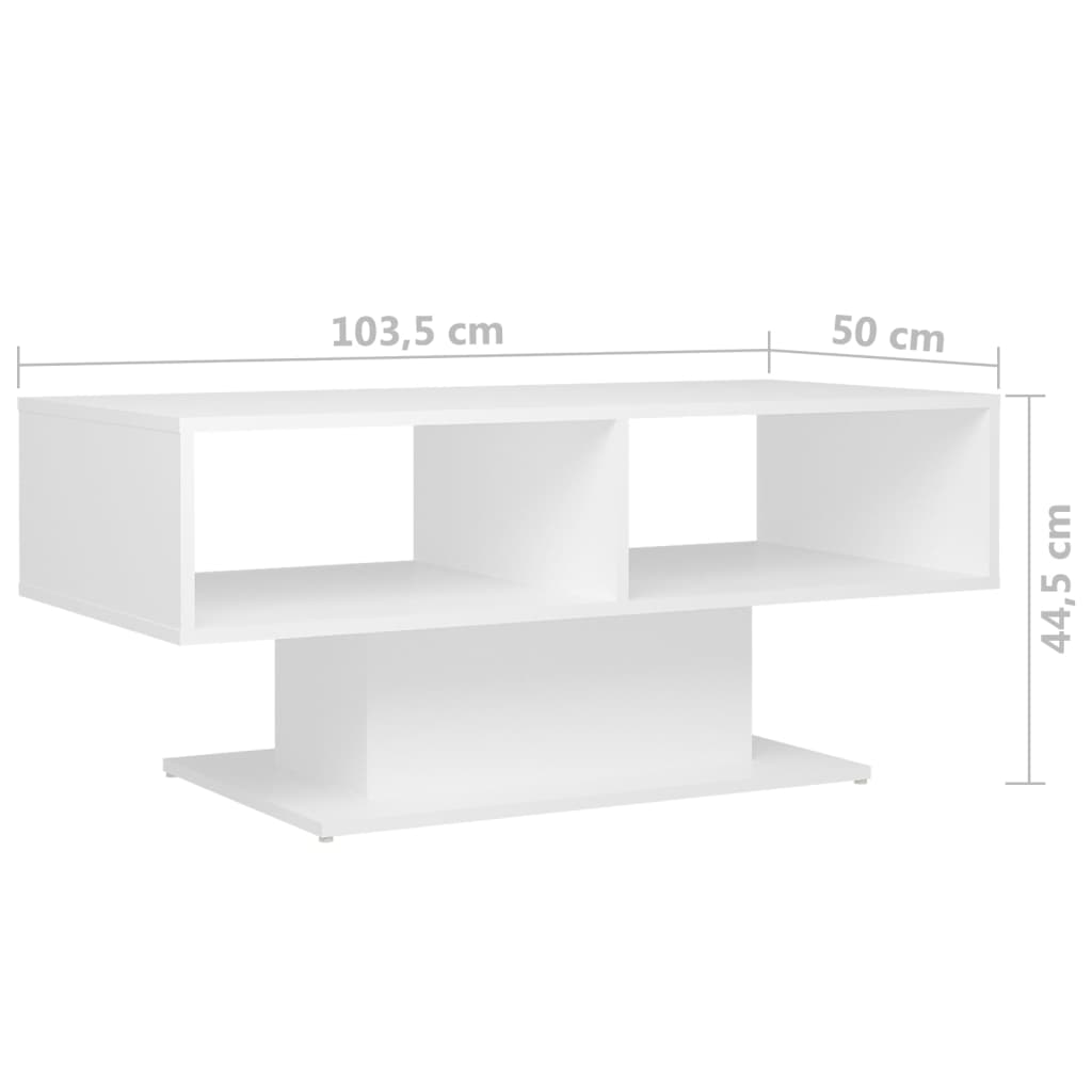 vidaXL fehér forgácslap dohányzóasztal 103,5 x 50 x 44,5 cm