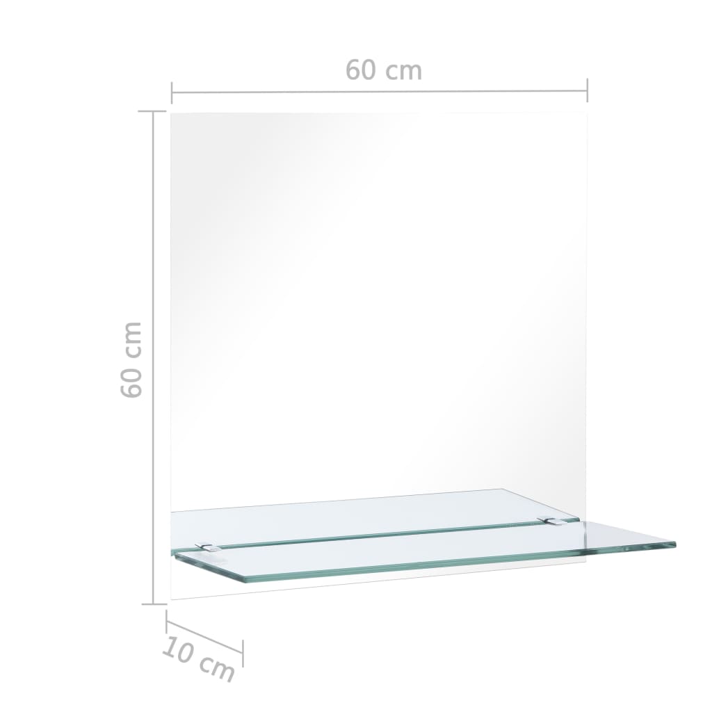 vidaXL edzett üveg falitükör polccal 60 x 60 cm