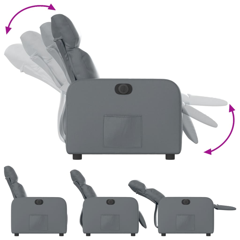 vidaXL szürke műbőr elektromos dönthető fotel