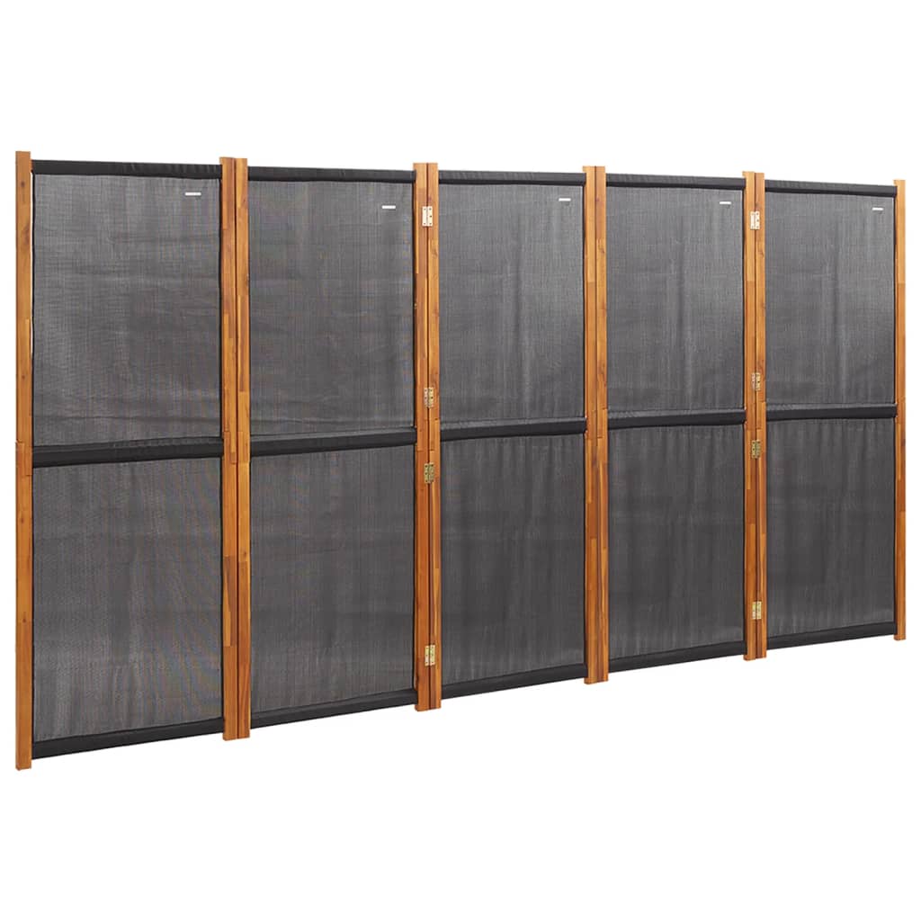 vidaXL fekete 5 paneles térelválasztó 350x180 cm