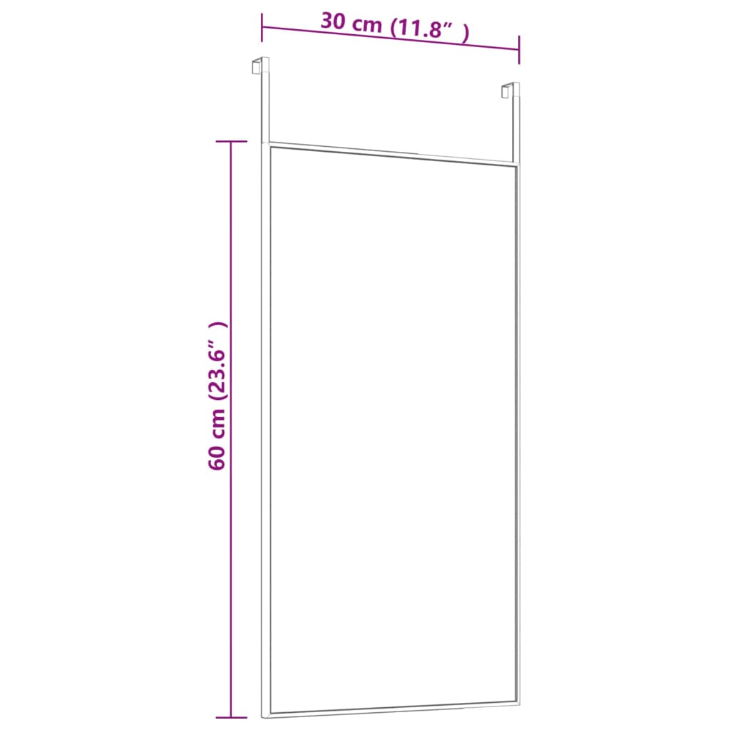 vidaXL fekete üveg és alumínium ajtótükör 30 x 60 cm