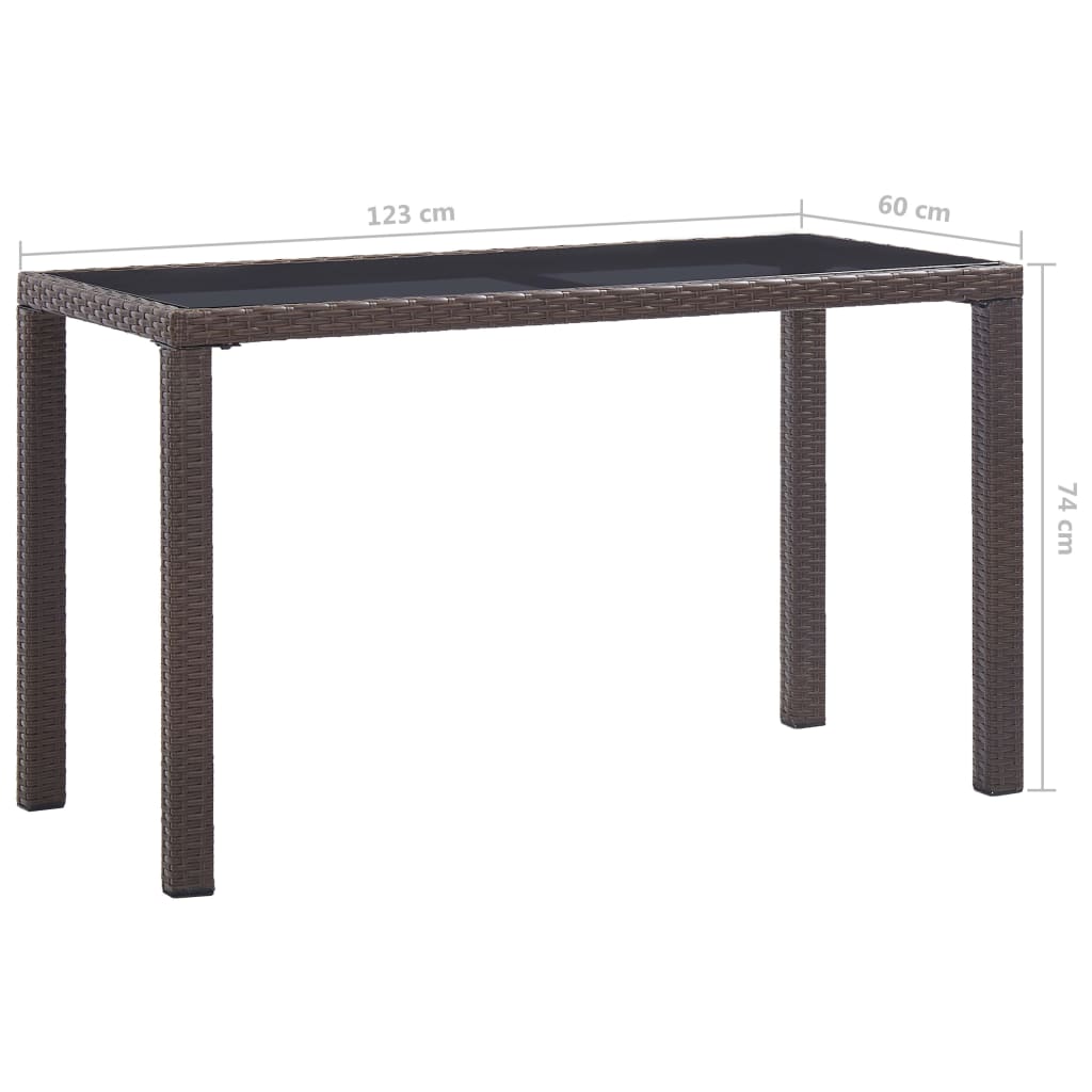 vidaXL barna polyrattan kerti asztal 123 x 60 x 74 cm