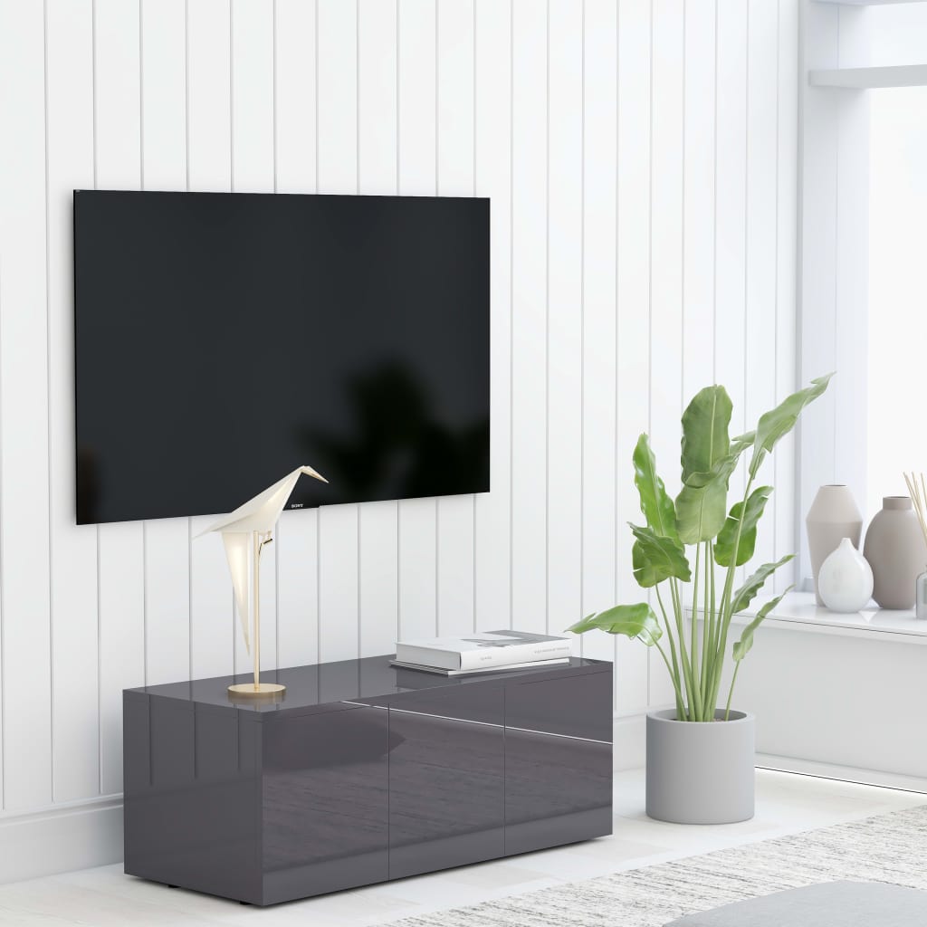 vidaXL magasfényű szürke forgácslap TV-szekrény 80 x 34 x 30 cm