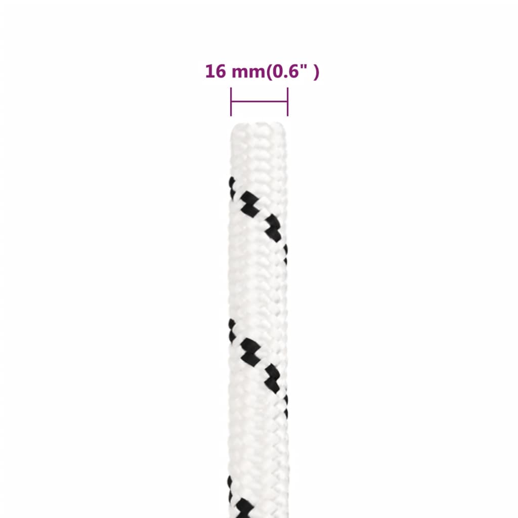 vidaXL fehér poliészter munkakötél 16 mm 100 m