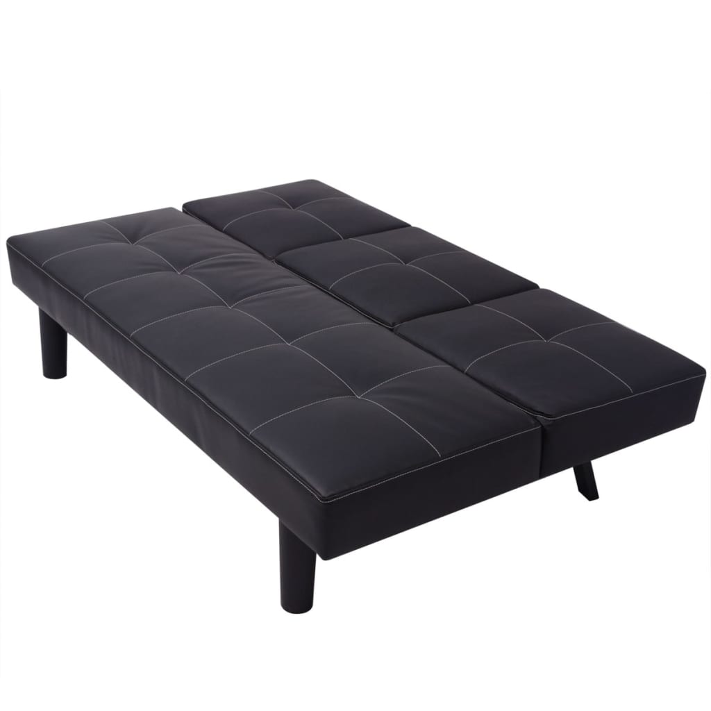 vidaXL fekete műbőr kanapéágy lenyitható asztallal