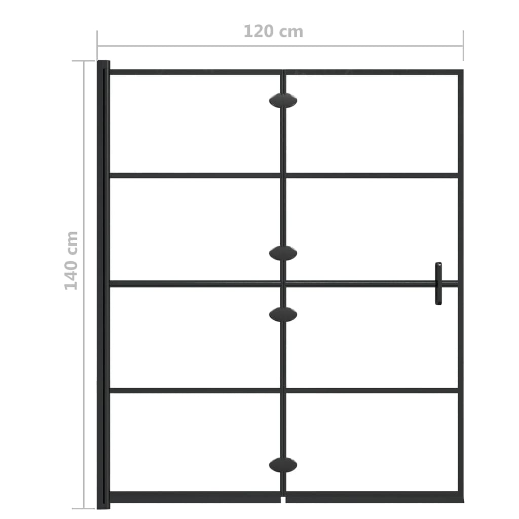 vidaXL fekete ESG zuhanykabin összecsukható ajtóval 120x140 cm