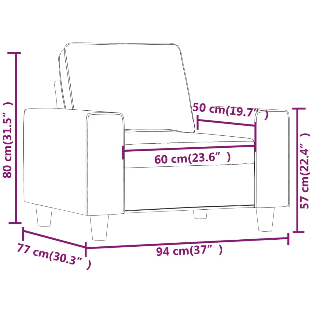 vidaXL egyszemélyes világosszürke mikroszálas szövet kanapé 60 cm
