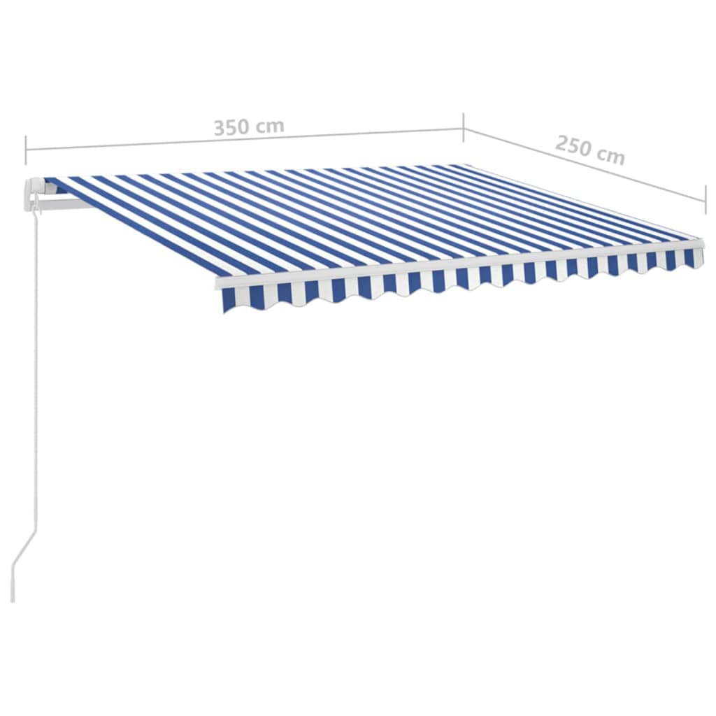 vidaXL kék és fehér automata napellenző póznákkal 3,5 x 2,5 m